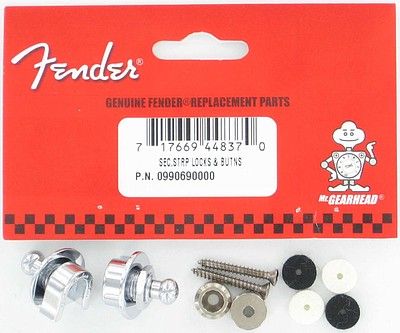 Genuine Fender Guitar Strap Locks & Buttons Set  