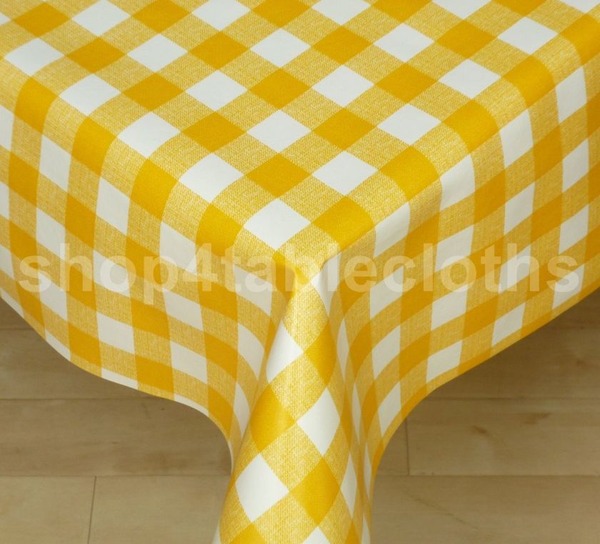 yellow gingham pvc plastic TABLECLOTH 3mtr x 1.35mtr  