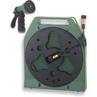 NEW 50 FOOT FLAT GARDEN WATER HOSE & REEL & NOZZLE SALE  