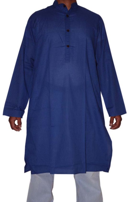 Mens Kurta Casual Cotton Indian Yoga Wear Long Henley M  