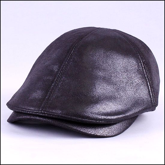 Black Flat Ivy Faux Leather Gatsby Irish Cabbie Men Women Newsboy Cap 