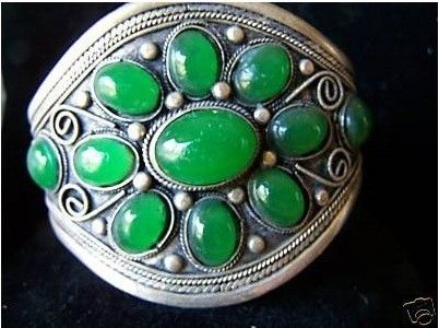 Jewelry tibet green jade cuff bracelet  