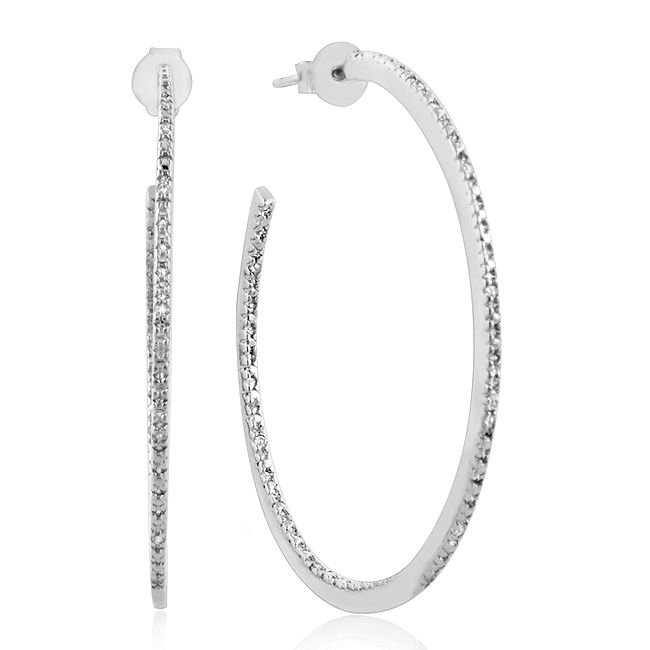 Carat Genuine Diamond Inside Out Hoop Earrings 39MM Diameter