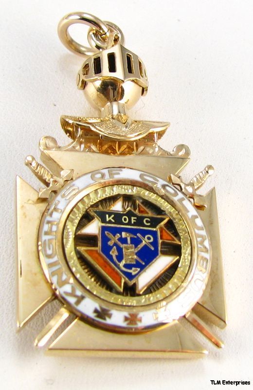 KNIGHTS of COLUMBUS   10K Yellow GOLD Hidden Locket FOB  