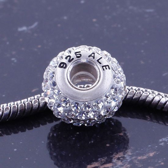 SILVERY CZ STERLING SILVER BIG HOLE SPACER BEADS PP693  