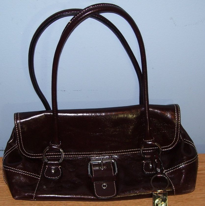 GIANI BERNINI NATURAL BROWN LEATHER SIGNATURE HANDBAG SATCHEL  