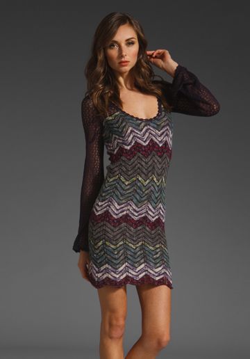 Free People Chevron Sweater Dress in Multi Combo