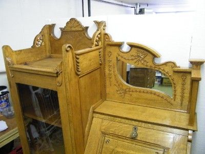 CHOICE 1880s East Lake Carved Oak Secretary Bookcase  