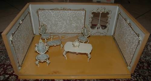 Vintage Spielwaren puppen mobel room box + furniture   