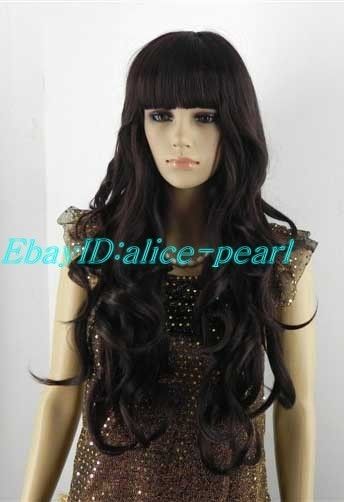 New Fashion black long wave Womens Full Wig  