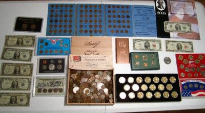 Old Estate Sale US Silver Coins Lot Rare Sets Currency Gold Copper 