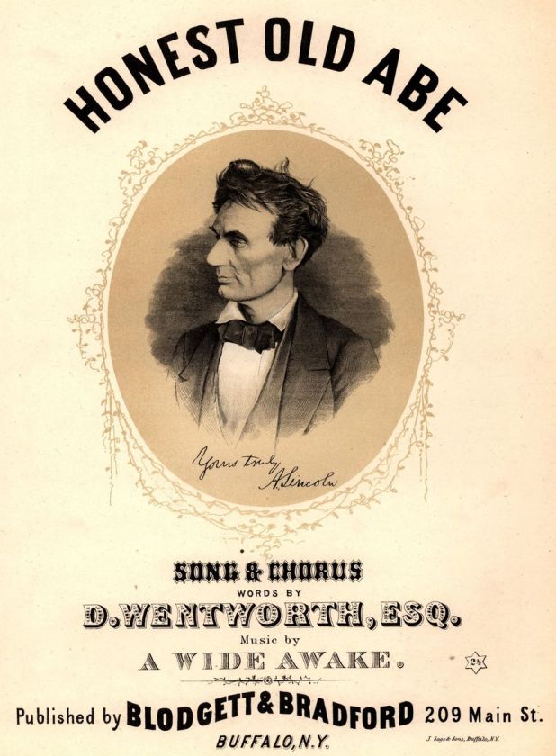 ABRAHAM LINCOLN HONEST OLD ABE SHEET MUSIC 13X19 PRINT  