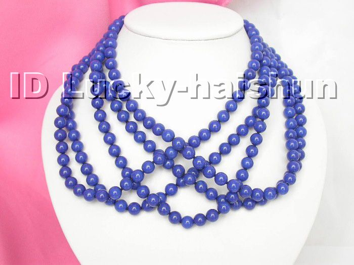 wholesale 5piece natural round lapis lazuli necklace  