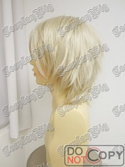 Short layer PLATINUM PALE BLONDE cosplay WIG  