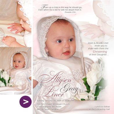 Custom photo Baptism / Christening invitation design  