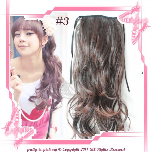 NEW long Lolita ponytail wig hair piece 4 colors clip curly wavy or 