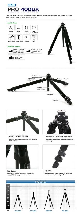 New Slik PRO 400DX with SH 705e 3 way pan Head for DSLR  
