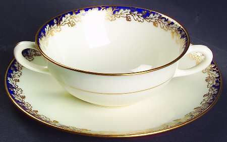 Lenox OAKLEAF COBALT BLUE Cream Soup & Saucer 2345398  