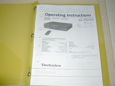 TECHNICS SL PS700 COMPACT DISC OPERATING INSTRUCTIONS  