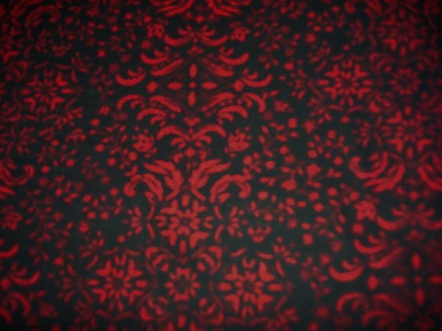 BLACK RED FILIGREE FABRIC / GREAT FOR BAGS / QUILTS / BTY/ FAB14 