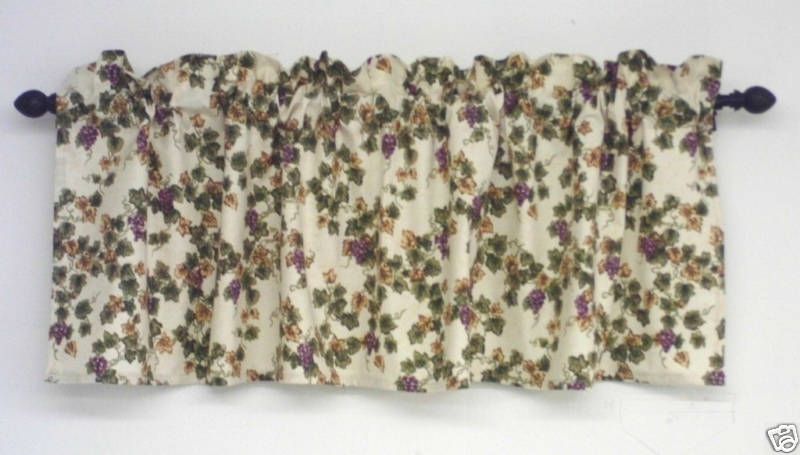 Valance. Small grape vine design, off white  