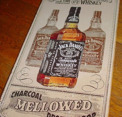 Jack Daniels Old Time Whiskey Advertising Rust Tin Sign  